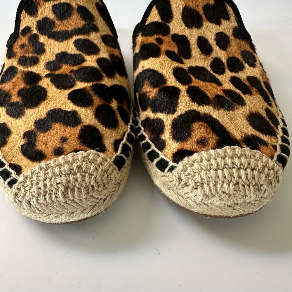 J. Crew Espadrille Mules Leopard Calf Hair Size 7 - Picture 6 of 10